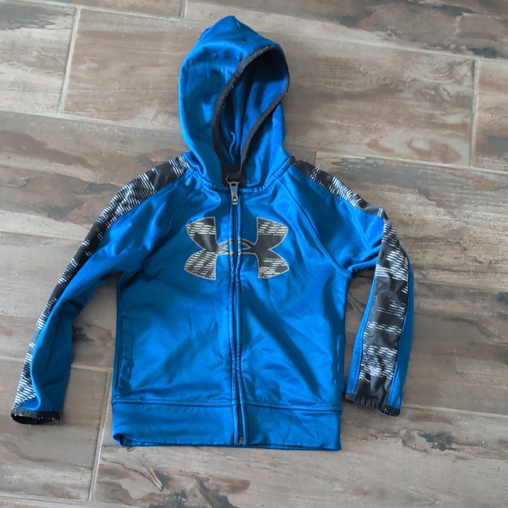 Under Armour Bright Blue Boys' Hooded Zip Sweatshirt with Patterned Sleeves